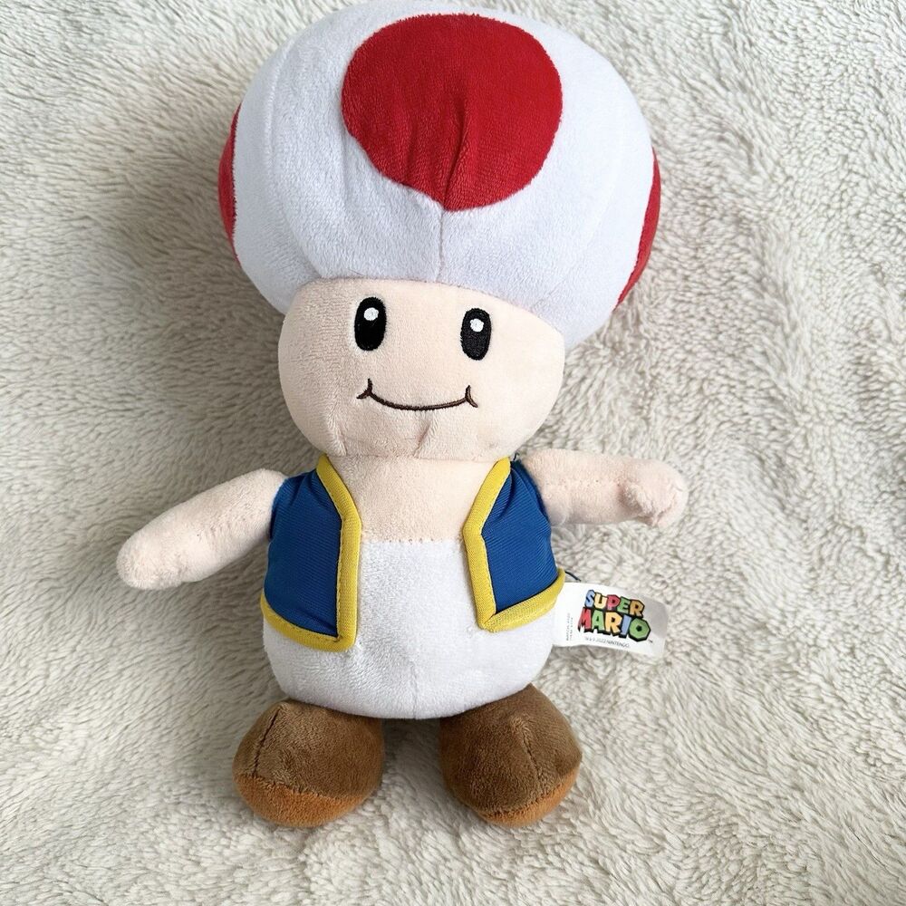 Nintendo Super Mario Bros Toad Mushroom 11" Stuffed Plush Toy Doll